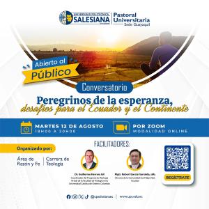 Afiche del Conversatorio: Peregrinos de la esperanza, desafíos para el Ecuador y el Continente